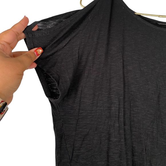 Tahari Black Flowy Short Sleeve Tee Medium – 583 - Picture 3 of 6